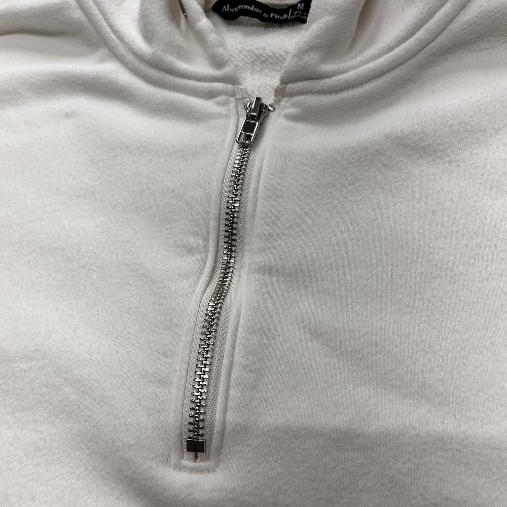 Abercrombie & Fitch Y2K Quarter Zip Jacket Cozy White Women's Medium Long Sleeve - Picture 5 of 10